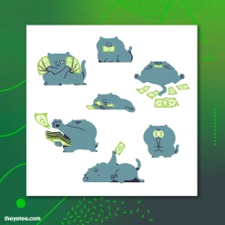Paperbeatsscissors! Money Cat Sticker Sheet Stickers